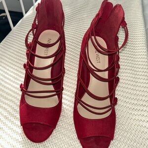Nine West Burgundy Strappy Heels